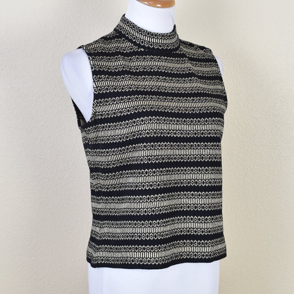 St. John Knit Sleeveless Mockneck Stripe Top - S - Picture 7 of 10